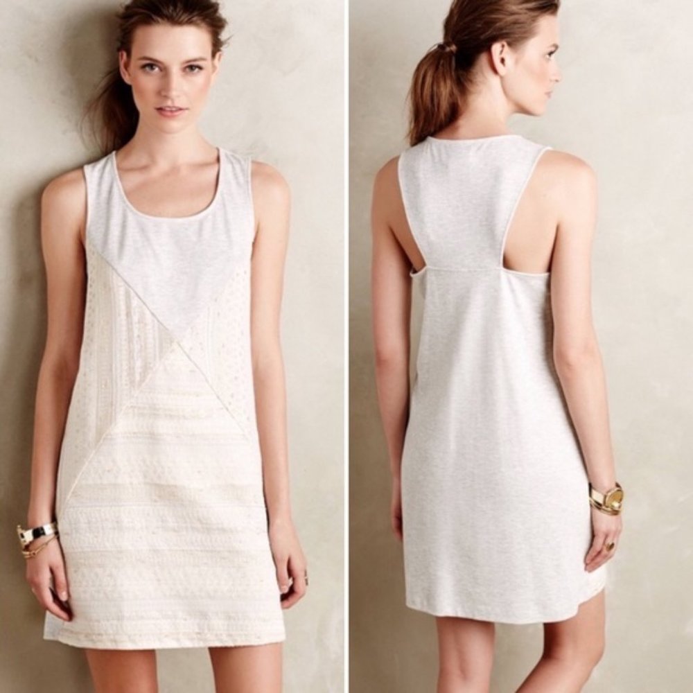 anthro | dolan left coast jacquard conflux grey jersey knit dress m